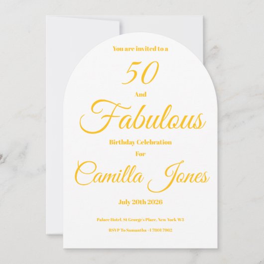 Invitation à une fête d'anniversaire de 50 ans (Devant)
