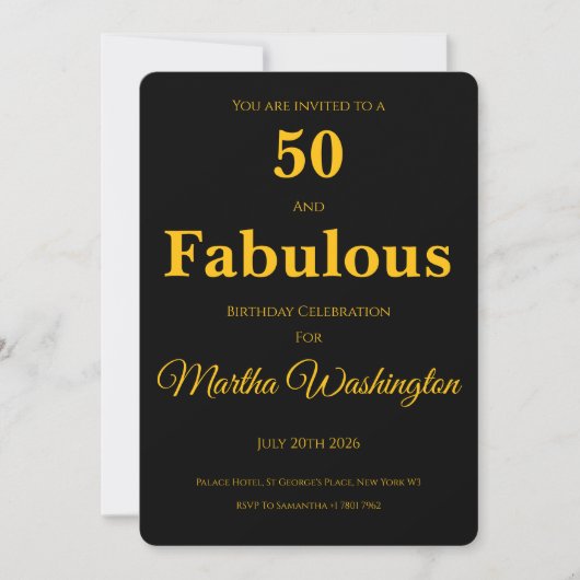 Invitation à une fête d'anniversaire de 50 ans (Devant)
