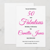 Invitation à une fête d'anniversaire de 50 ans (Devant / Derrière)