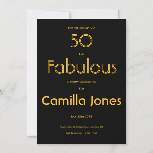 Invitation à une fête d'anniversaire de 50 ans (Devant)