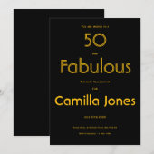 Invitation à une fête d'anniversaire de 50 ans (Devant / Derrière)