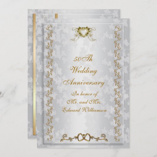 Invitation à une fête d'anniversaire de 50 ans ave (Devant / Derrière)