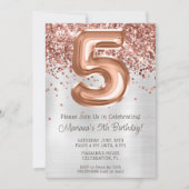 Invitation à une fête d'anniversaire de 5 ans Rose (Devant)