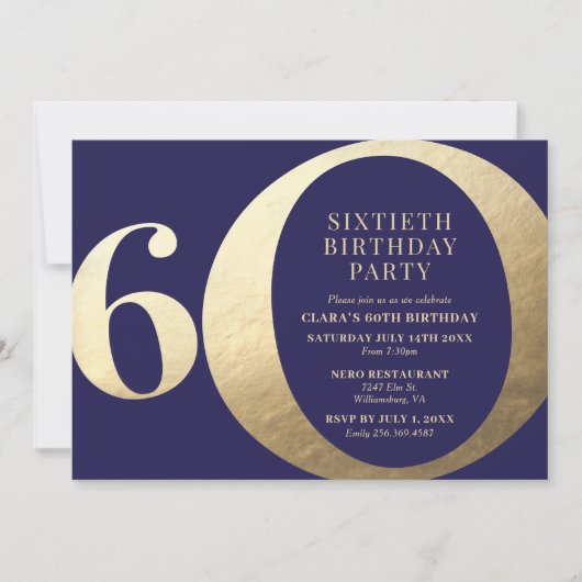 Invitation à une fête d'anniversaire de 60 ans (Devant)