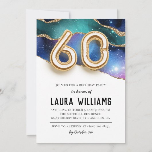 Invitation à une fête d'anniversaire de 60 ans (Devant)