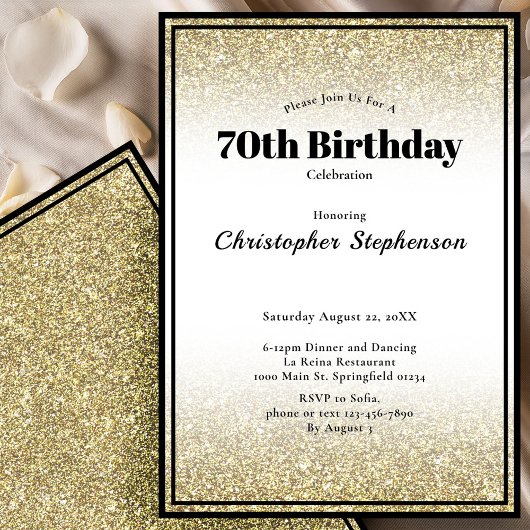 Invitation à une fête d'anniversaire de 70 ans en