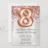 Invitation à une fête d'anniversaire de 8 ans Rose (Devant)