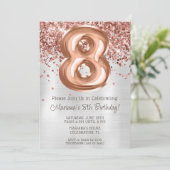 Invitation à une fête d'anniversaire de 8 ans Rose (Debout devant)
