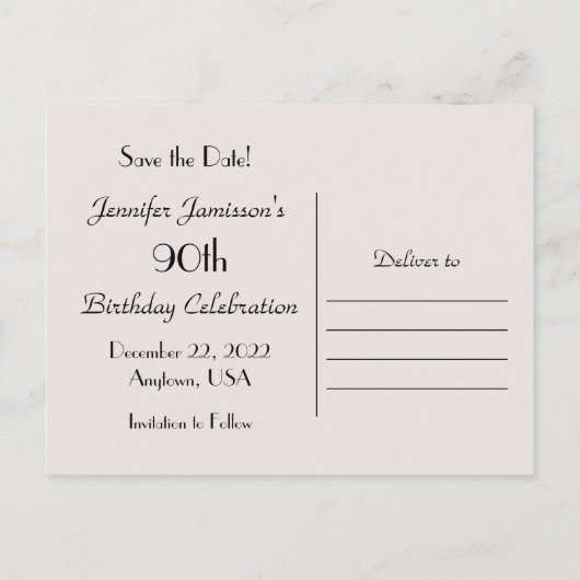 Invitation à une fête d'anniversaire de 90 ans "Sa (Dos)