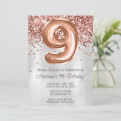 Invitation à une fête d'anniversaire de 9 ans Rose (Debout devant)
