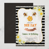 Invitation à une fête d'anniversaire de abeille (Devant / Derrière)