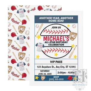 Invitation à une fête d'anniversaire de baseball