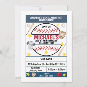 Invitation à une fête d'anniversaire de baseball