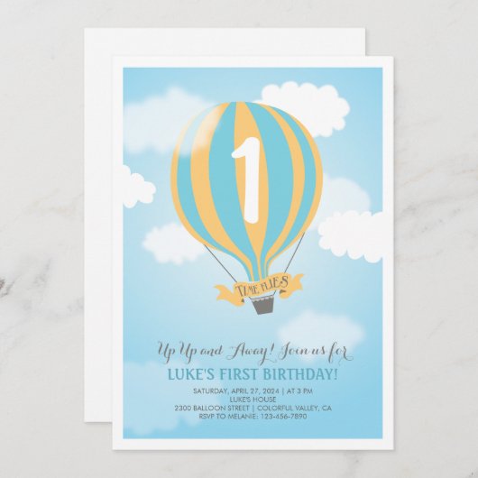 Invitation à une fête d'anniversaire de bébé garço (Devant / Derrière)