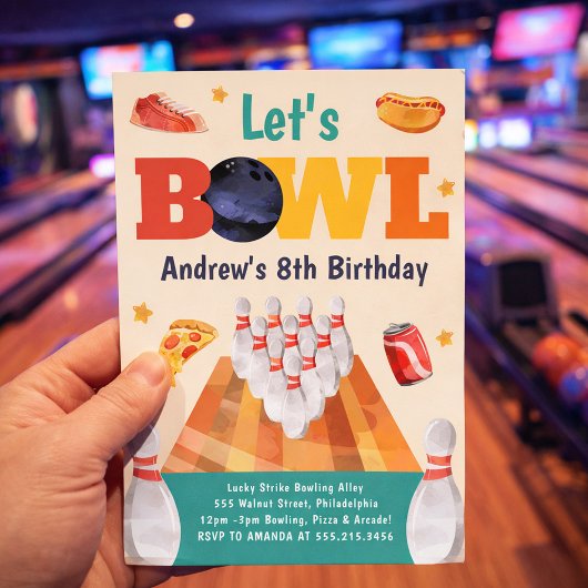 Invitation à une fête d'anniversaire de bowling Le
