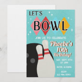 Invitation à une fête d'anniversaire de bowling ré (Devant / Derrière)