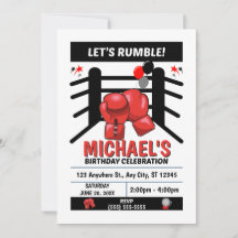 Invitation à une fête d'anniversaire de boxe