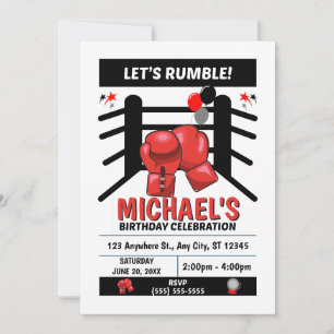 Invitation à une fête d'anniversaire de boxe
