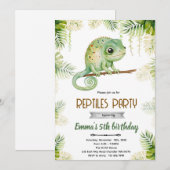 Invitation à une fête d'anniversaire de caméléon (Devant / Derrière)