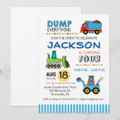 Invitation à une fête d'anniversaire de camions de (Devant / Derrière)