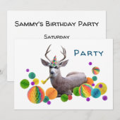 Invitation à une fête d'anniversaire de cerf (Devant / Derrière)