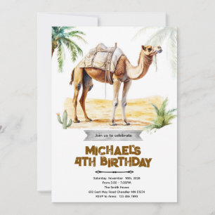 Invitation à une fête d'anniversaire de chameau