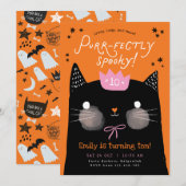Invitation à une fête d'anniversaire de chat, fête (Devant / Derrière)