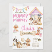 Invitation à une fête d'anniversaire de chiot fill (Devant)