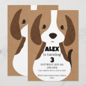 Invitation à une fête d'anniversaire de chiot Garç (Devant / Derrière)