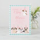 Invitation à une fête d'anniversaire de chiot rose (Debout devant)