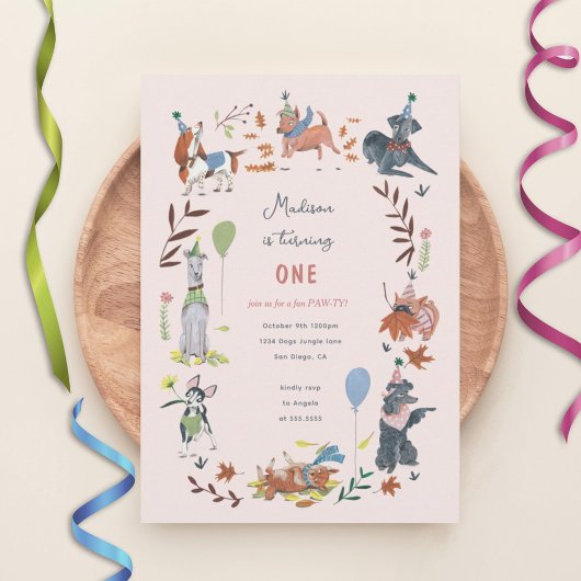 Invitation à une fête d'anniversaire de chiots mig