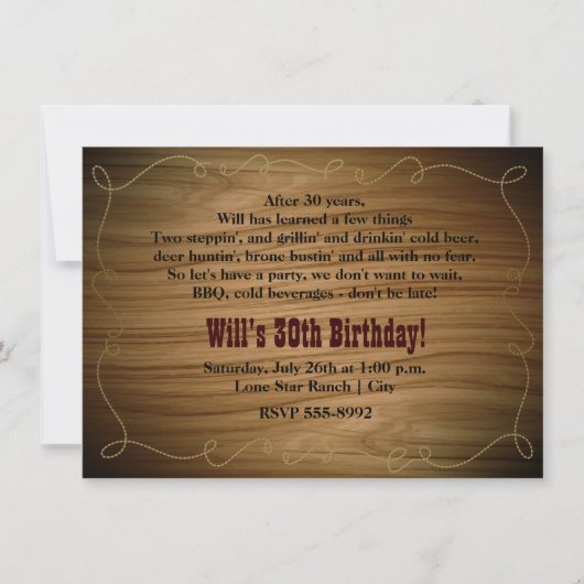 Invitation à une fête d'anniversaire de cow-boy de (Devant)
