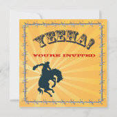 Invitation à une fête d'anniversaire de cowboy Buc (Dos)
