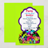 Invitation à une fête d'anniversaire de créatures  (Devant / Derrière)