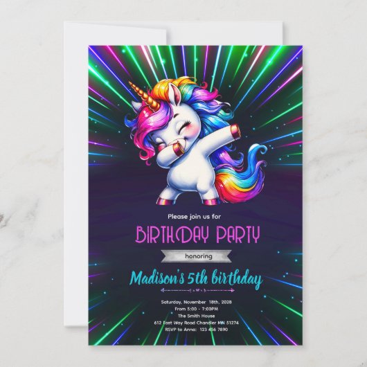 Invitation à une fête d'anniversaire de danse de l (Devant)
