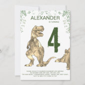 Invitation à une fête d'anniversaire de dinosaure (Devant)