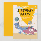 Invitation à une fête d'anniversaire de dinosaure  (Devant / Derrière)