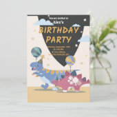 Invitation à une fête d'anniversaire de dinosaure  (Debout devant)