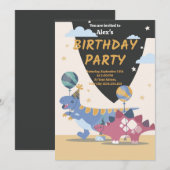 Invitation à une fête d'anniversaire de dinosaure  (Devant / Derrière)