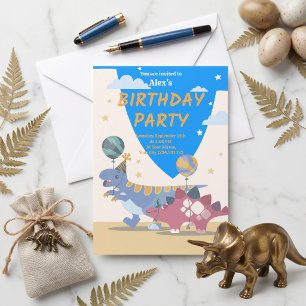 Invitation à une fête d'anniversaire de dinosaure 