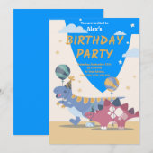 Invitation à une fête d'anniversaire de dinosaure  (Devant / Derrière)
