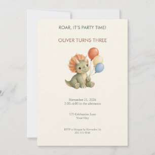 Invitation à une fête d'anniversaire de dinosaure