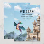 Invitation à une fête d'anniversaire de dragon Ann (Devant / Derrière)