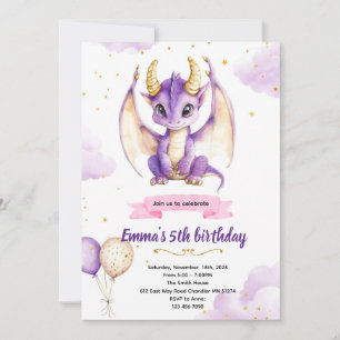 Invitation à une fête d'anniversaire de dragon vio