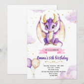 Invitation à une fête d'anniversaire de dragon vio (Devant / Derrière)