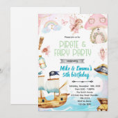 Invitation à une fête d'anniversaire de fée et de (Devant / Derrière)
