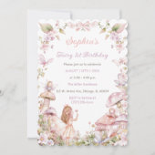 Invitation à une fête d'anniversaire de fée rose e (Devant)