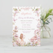 Invitation à une fête d'anniversaire de fée rose e (Debout devant)