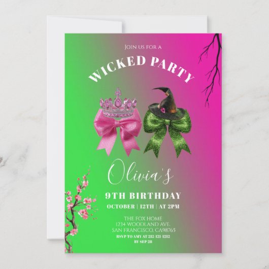 Invitation à une fête d'anniversaire de fille avec (Devant)