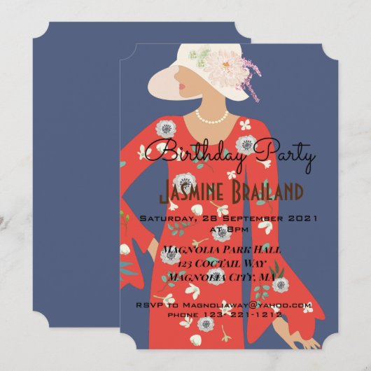 Invitation à une fête d'anniversaire de fille Flap (Devant / Derrière)